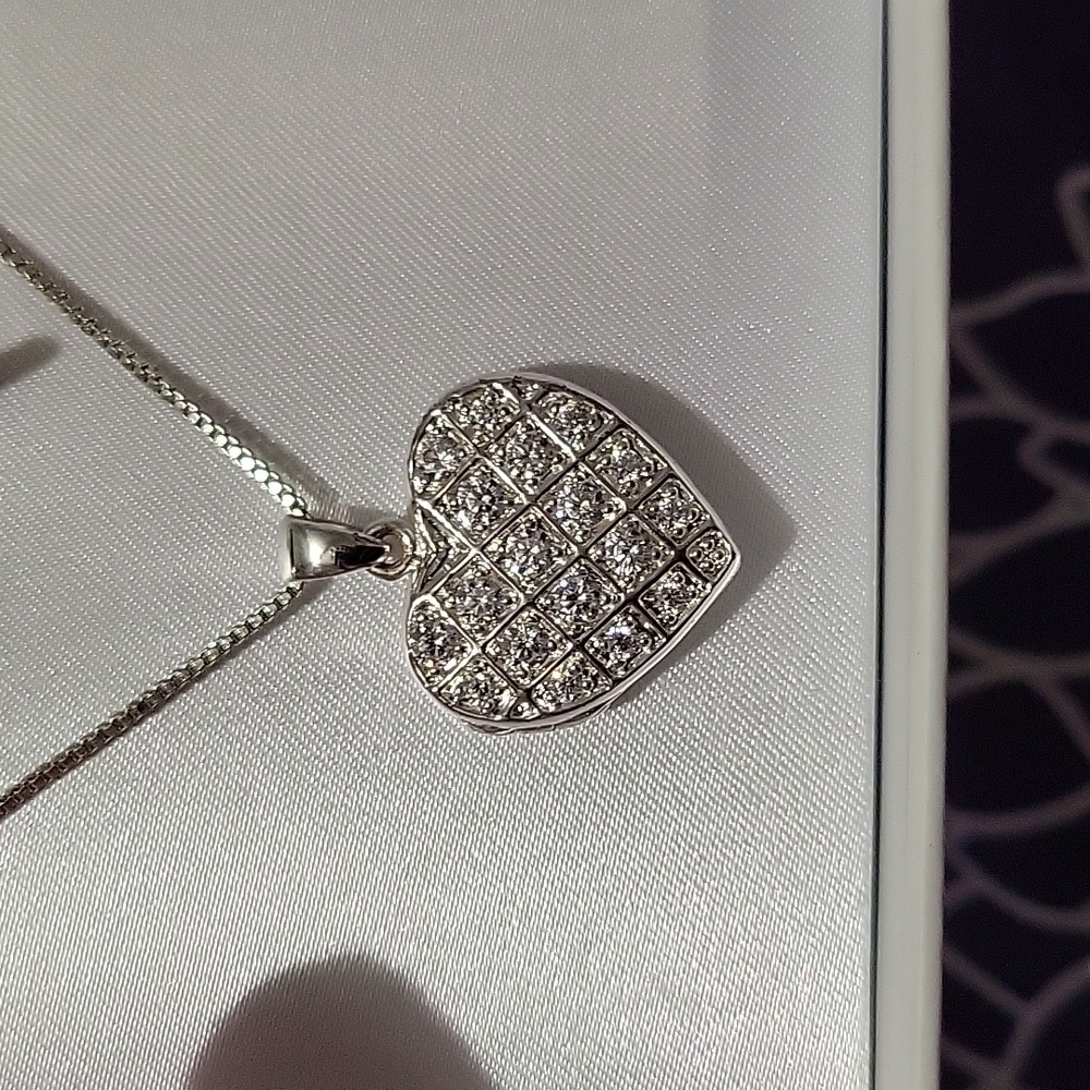 Heart locket checkered pave cubic zirconia Things Remembered
